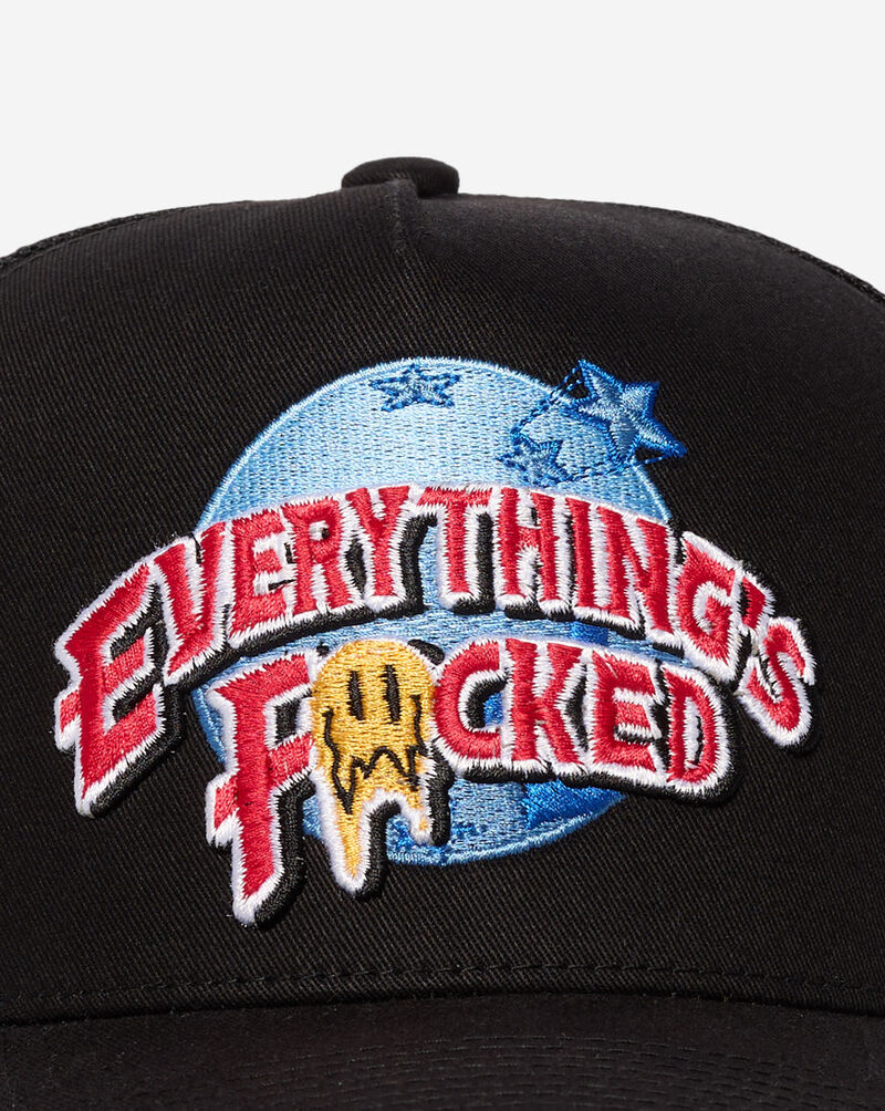 Field Grade Everything's F Planet Hollywood Twill Mesh Back Trucker Hat 1006541 Black 2