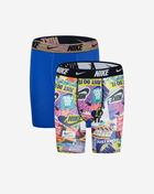 Nike Big Kids' 2PK Printed Long Boxer Briefs 9N1222-U89 Blue 1