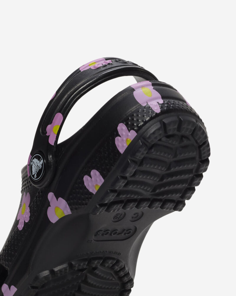 Crocs Grade School Classic Flower Clog 212670-001J Black 8