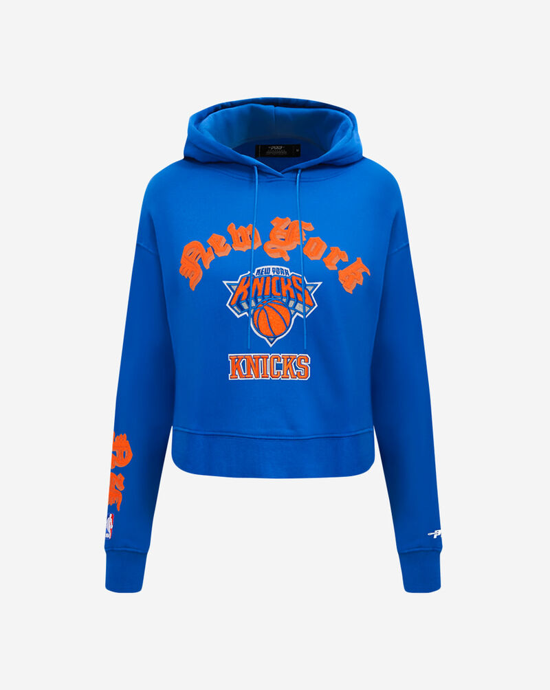 PRO STANDARD New York Knicks Old English Cropped Pullover Hoodie BNKC515703-RYB Blue 1