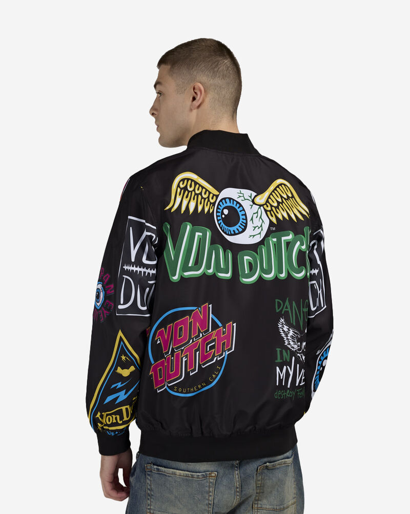 Von Dutch Taslon Allover Print Jacket VD20007-BLK Black 2
