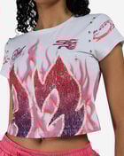 Smoke Rise Rib Knit Flame Rhinestone Tee RKT26S417SN-WHITE White 3