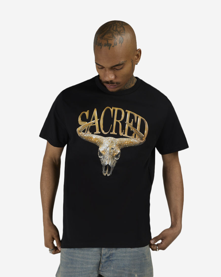 Shop Mister Tee Sacred Bull Skull Tee MTUS519-US-00007 black