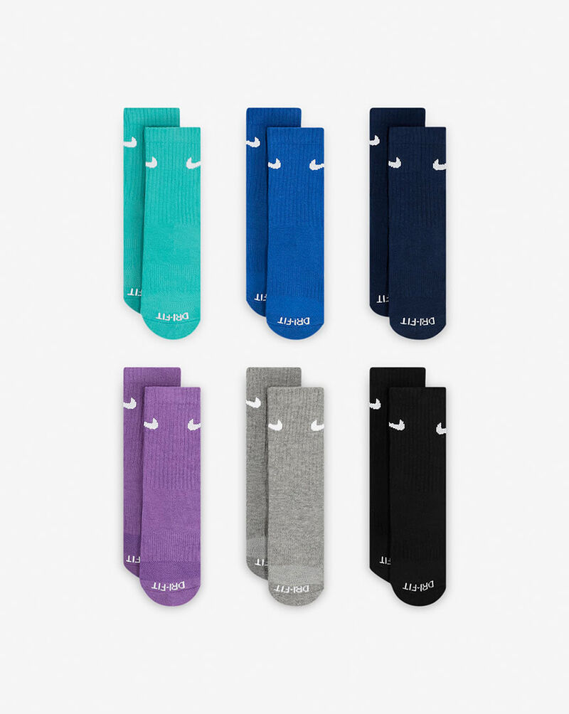 Nike Kids' Dri-FIT Performance 6-Pk Basic Crew Socks UN0019-EIG Multi 1