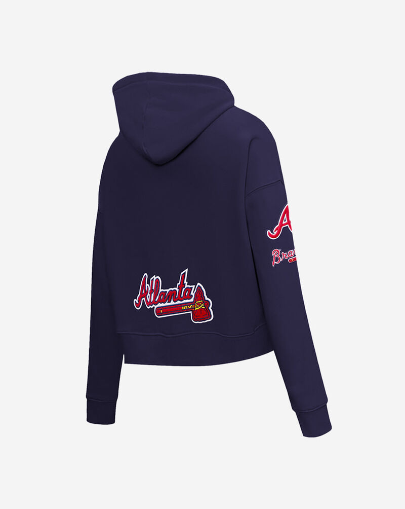 PRO STANDARD Atlanta Braves Classic Fleece Cropped Pull Over Hoodie  LABC34341-MDN Blue 3