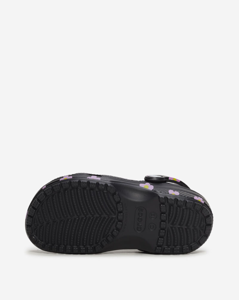 Crocs Grade School Classic Flower Clog 212670-001J Black 6