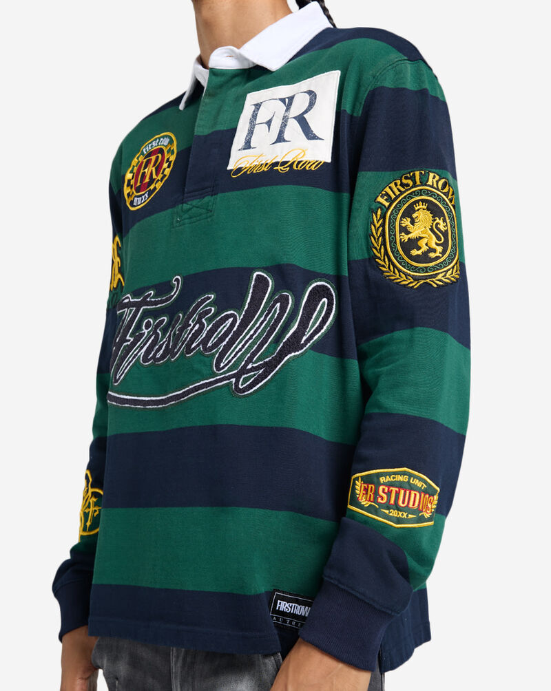 First Row Patch Long Sleeve Polo FRO0003-GRN Green 3