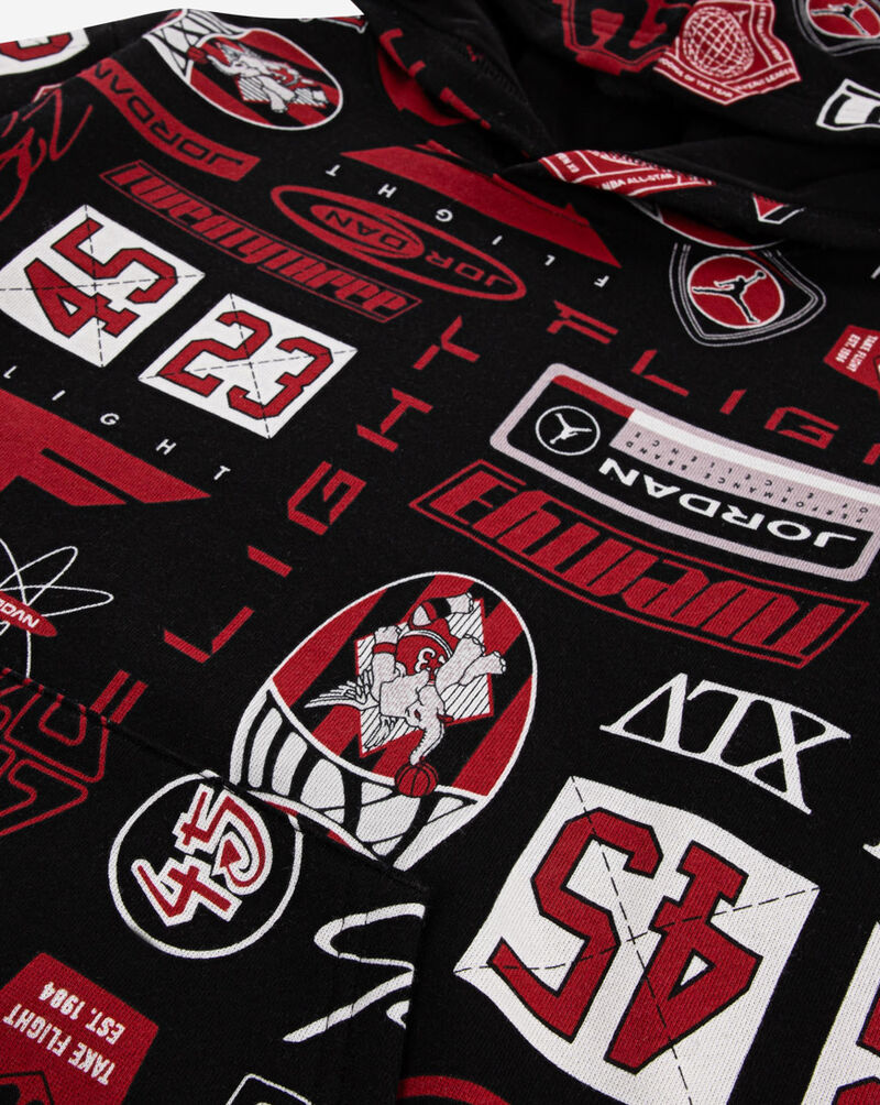 Jordan Big Kids' AOP Fleece Pullover Hoodie 95D601-023 Black 2