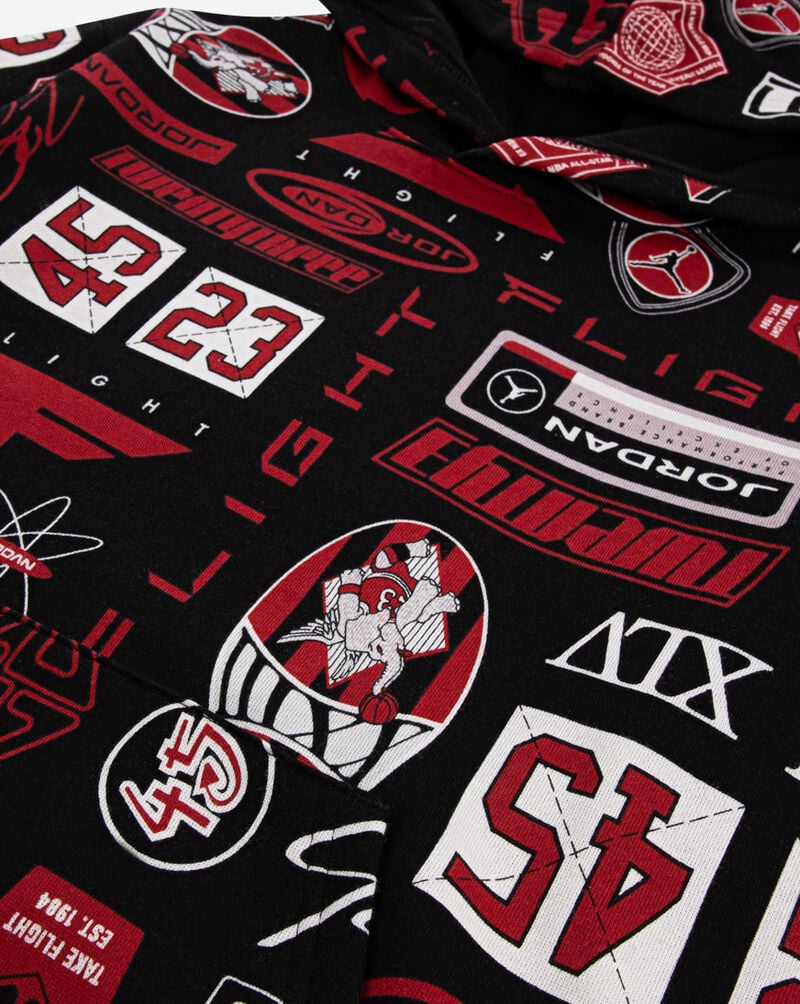 Jordan Big Kids' AOP Fleece Pullover Hoodie 95D601-023 Black 2