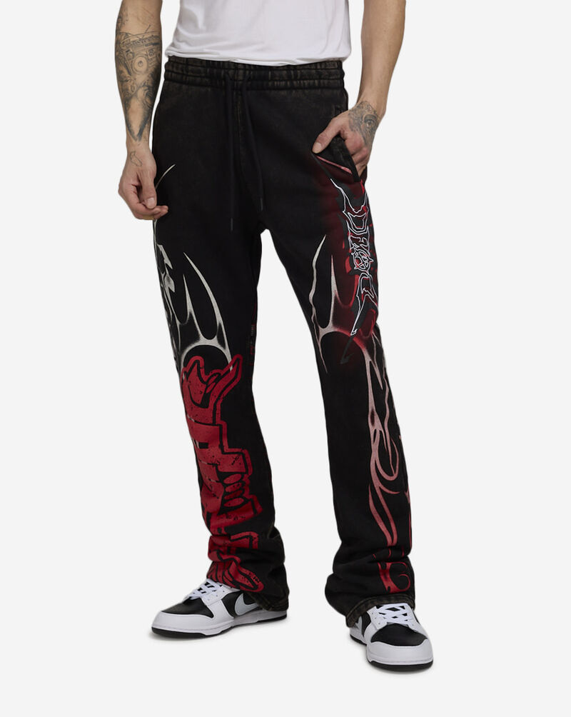 Smoke Rise Dystopian Tribal Print Stack Pant FP24657SNZ-BLK Black 1