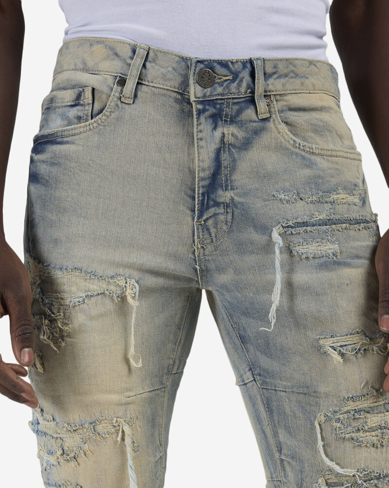 Jordan Craig Distressed Rip Repair Stacked Jeans JFT2257-ANT Blue 3