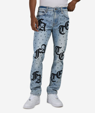 Fate PU Embellished Jeans