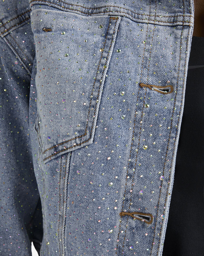 Vibrant Rhinestone Trucker Jacket XJK142SN Blue 3