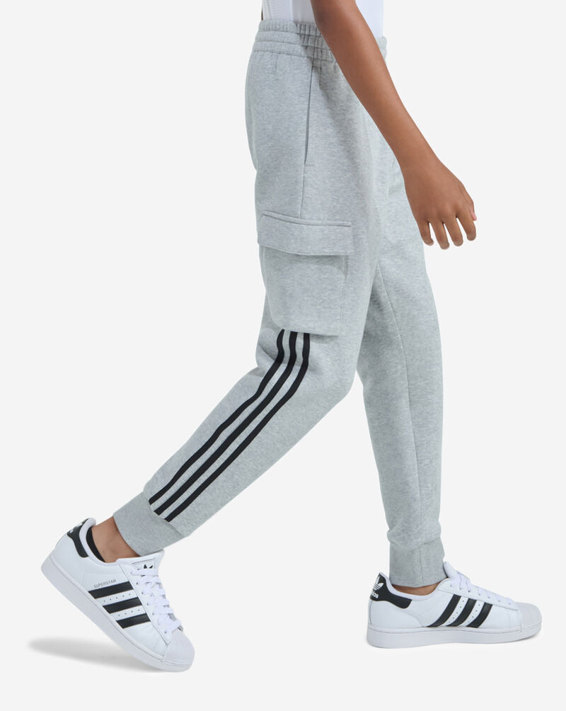 adidas Kids' 3-Stripes Cargo Fleece Joggers OK01210-MEDHTHRGRY Grey 3