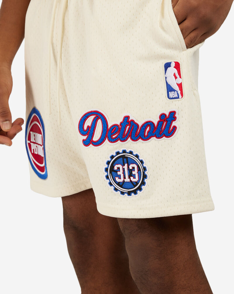 PRO STANDARD Detroit Pistons Area Code Mesh Shorts BDP3515660-EGG White 3