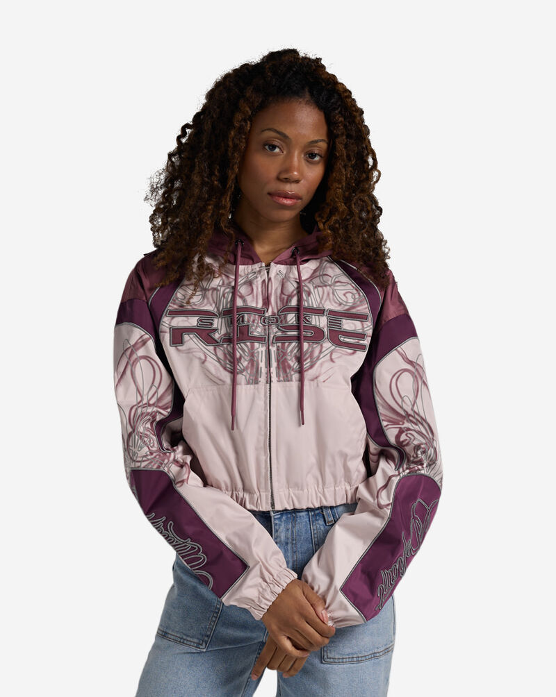 Smoke Rise HD Nylon Cropped Colorblock Jacket RWW26F333SNZ Purple 1