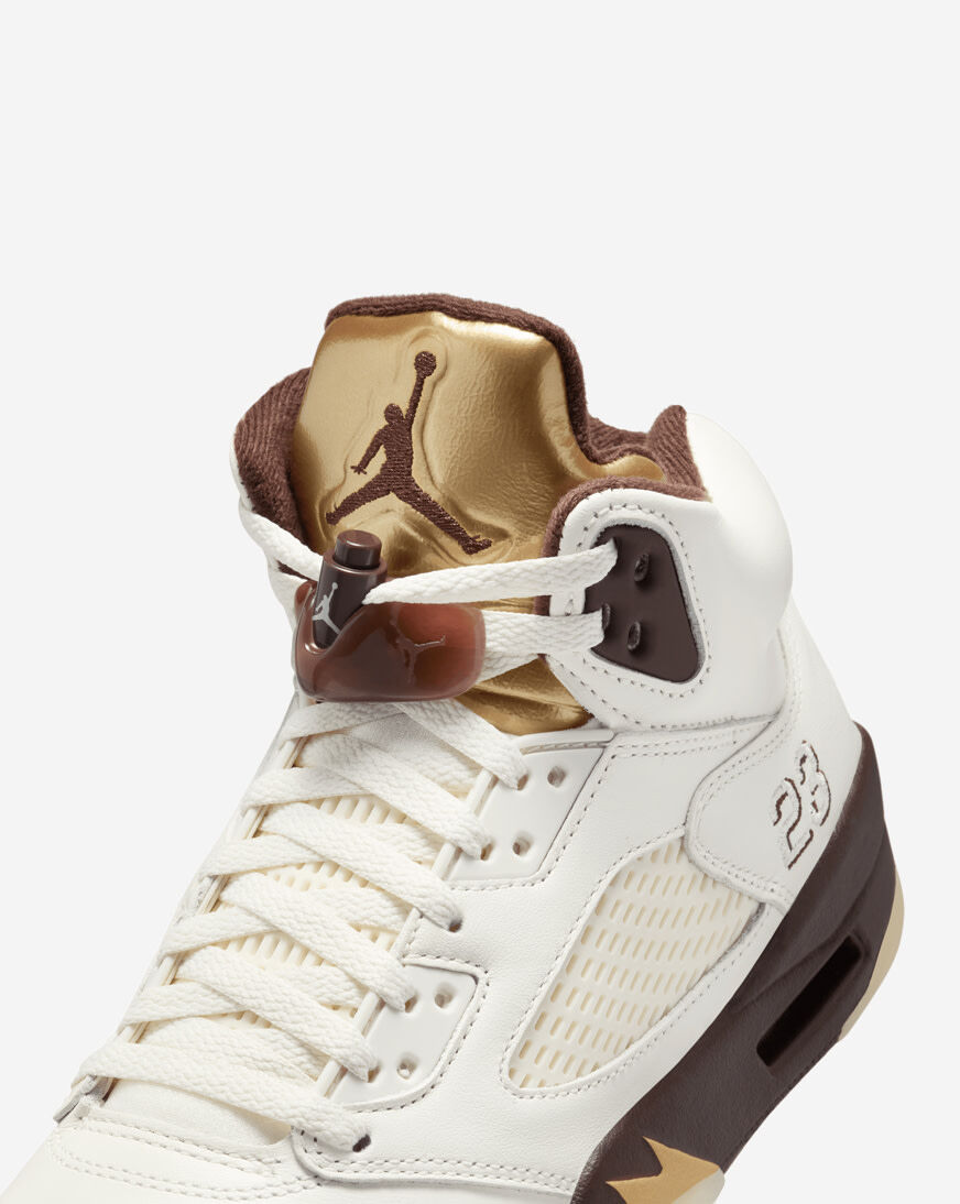 white and gold jordans 5