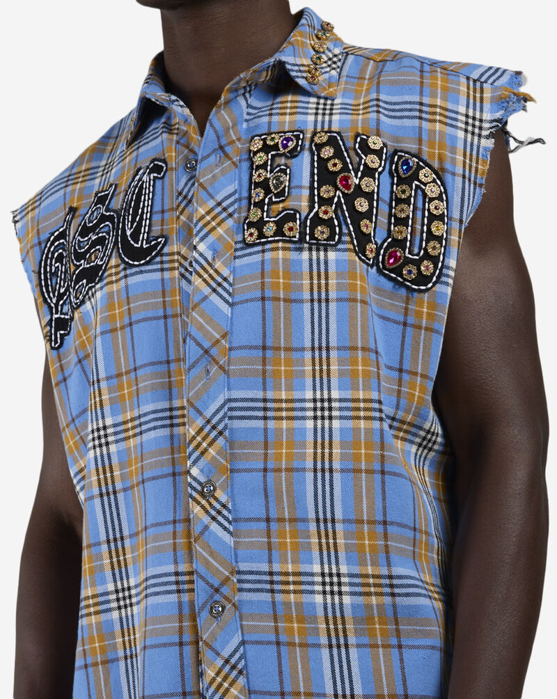 Decibel Embellished Woven Flannel SSWT007-BLU Blue 3