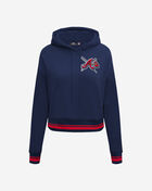 Atlanta Braves Mash Up Rib Fleece Cropped Pull Over Hoodie