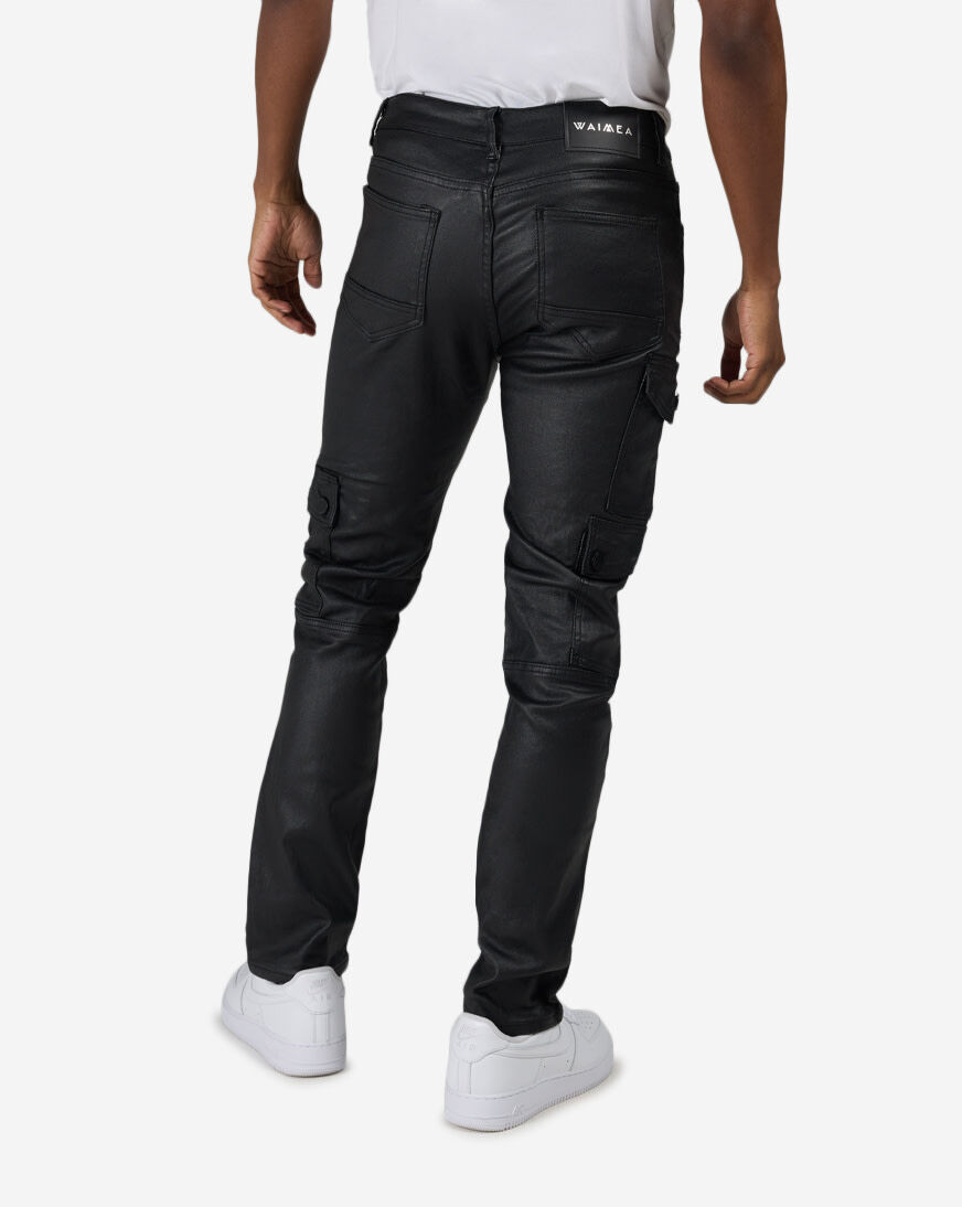 Shop WAIMEA Waxed Cargo Jeans M8308T-BLK black | SNIPES USA