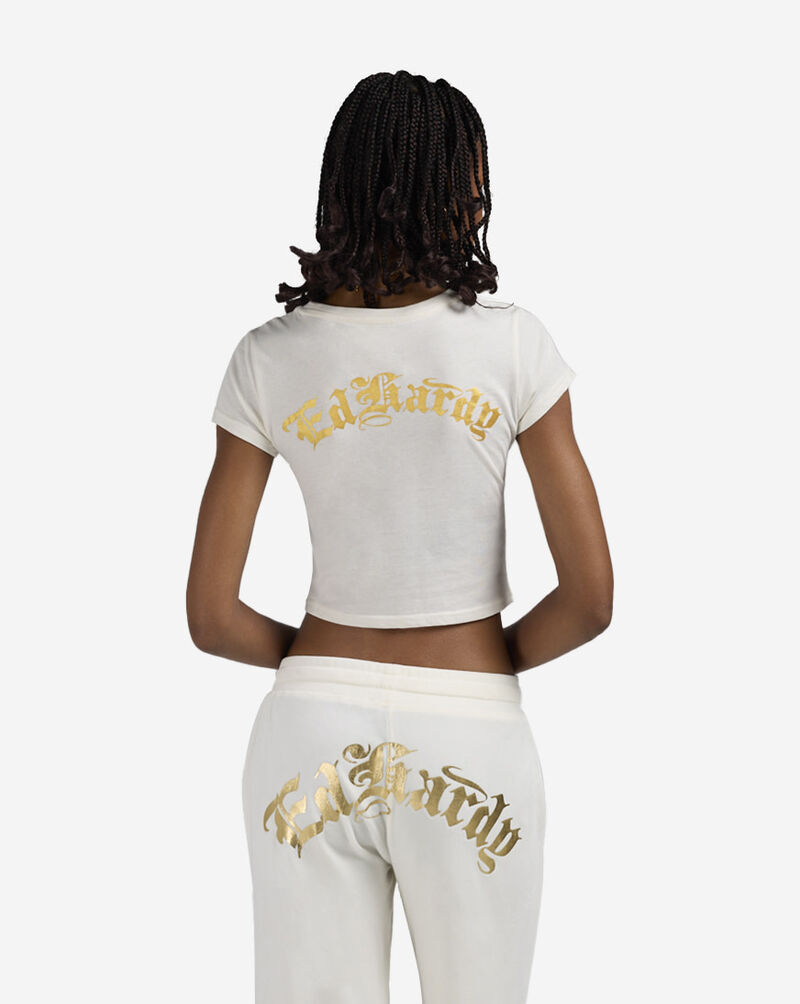 Ed Hardy Tiger Crown Rhinestone Baby Tee EHW1104-153RS cream 2