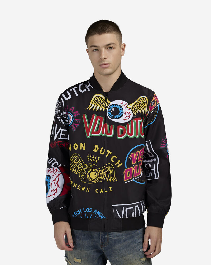 Von Dutch Taslon Allover Print Jacket VD20007-BLK Black 1