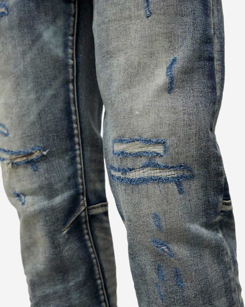 Smoke Rise Distressed 5Pkt Basic Slim Jeans JP25622SNZ-BLU Blue 3