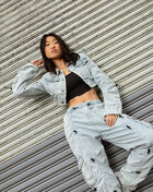 Smoke Rise Cropped Denim Bungee Jacket AJ24103SN-SPE Blue 5
