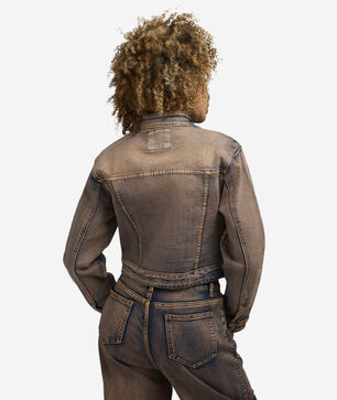 Colored Washed Moto Denim Jacket 