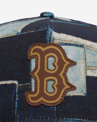9Fifty Boston Red Sox A-Frame Denim Patchwork Snapback Hat 9Fifty Boston Red Sox A-Frame Denim Patchwork Snapback Hat