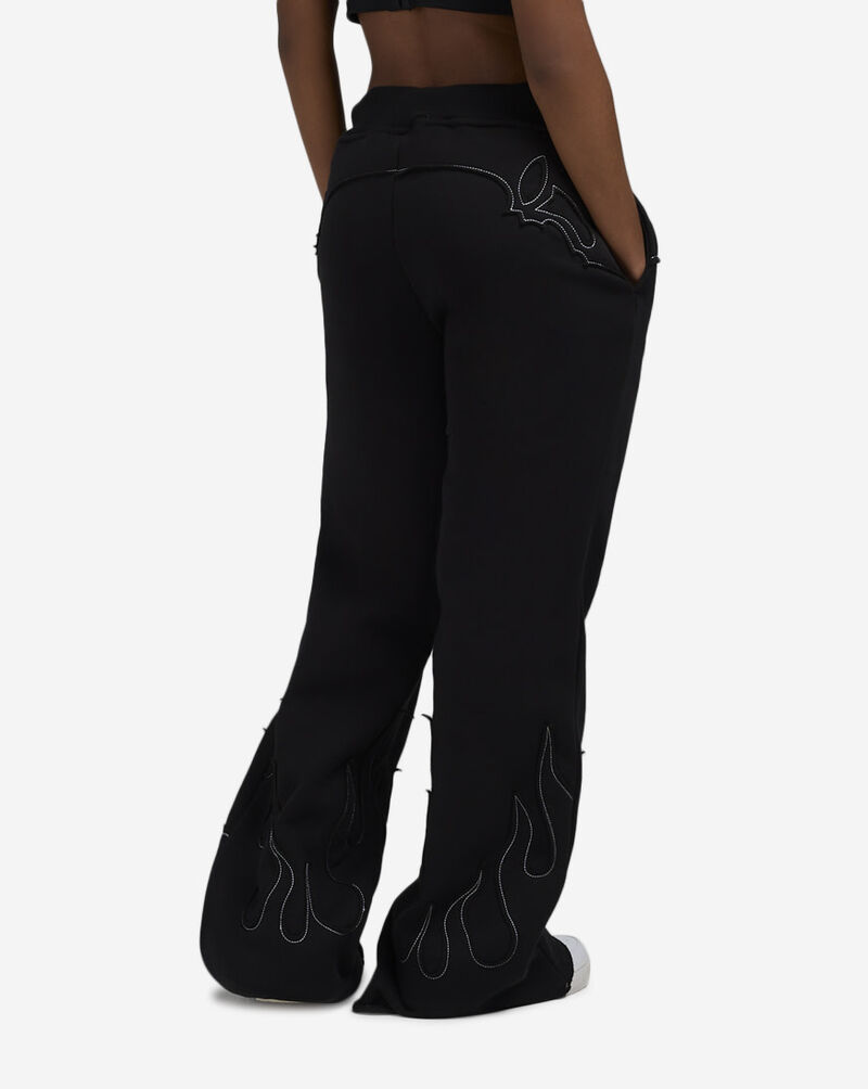 First Row Western Fleece Wide Leg Sweatpants FRLB2478S-BLK Black 2