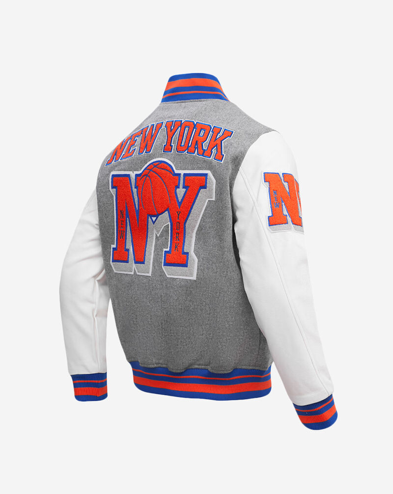 PRO STANDARD New York Knicks Mash Up Rib Wool Varsity Jacket BNK6515685-HRO Grey 3
