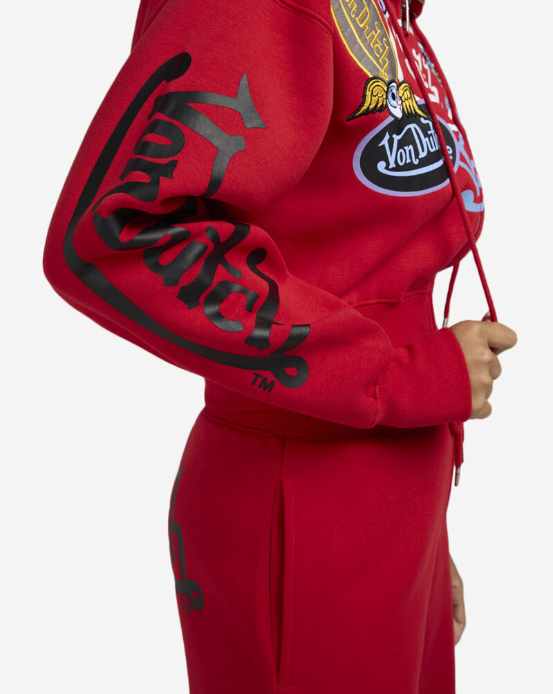 Von Dutch Sticker Mashup Full-Zip Hoodie 7VND2A5481 Red 4
