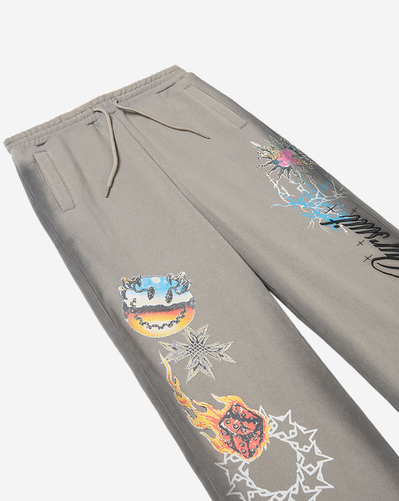 Smoke Rise Kids' Sticker Rhinestone Washed Fleece Open Leg Pant BFP26F542SNZ Grey 3