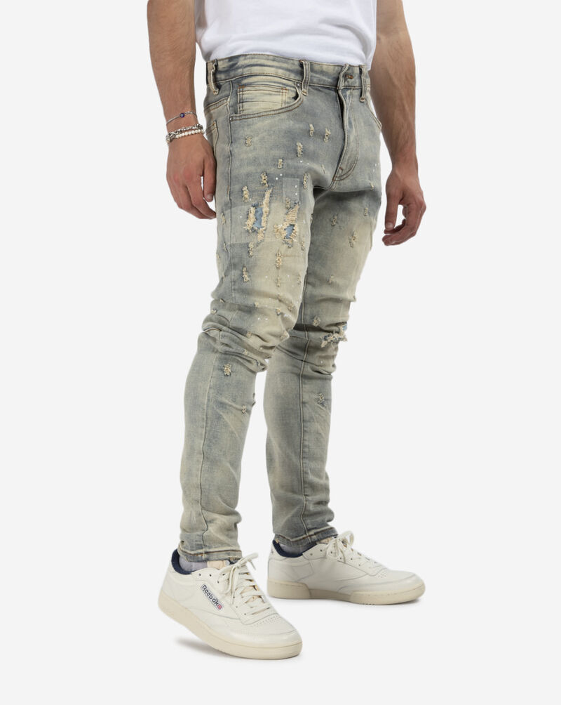 Smoke Rise Laser Rip Denim Jeans JP-22503-IBL Blue 2