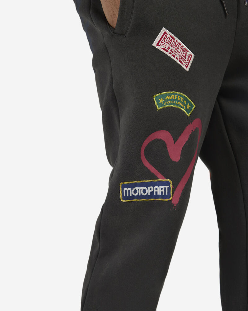 Smoke Rise Multi Embroidery Patched Stacked Fleece Pants FP24159SNZ-GRA Grey 3