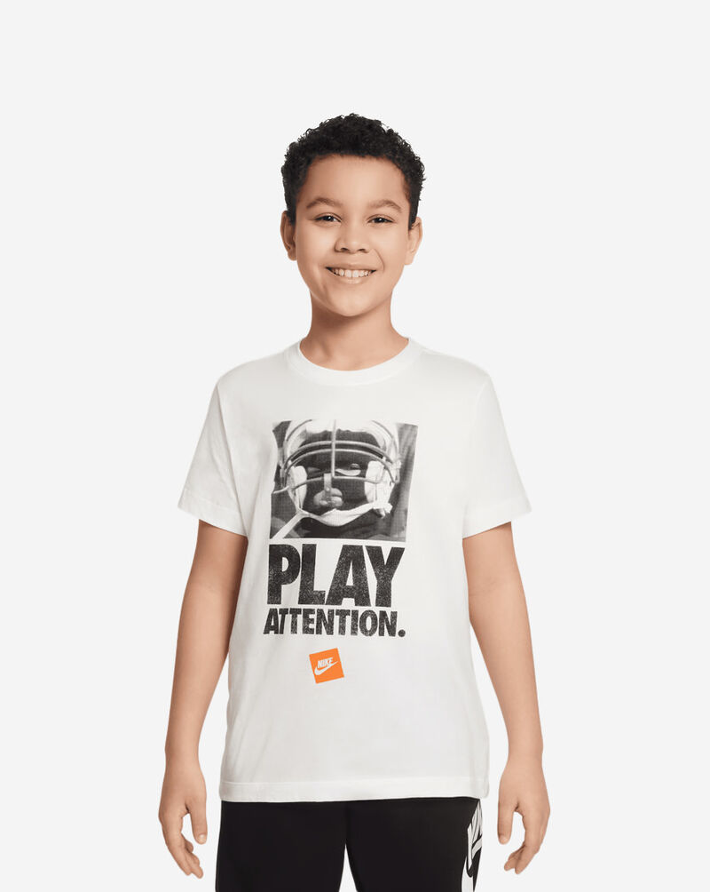 Nike Big Kids' NSW Play Attention Graphic T-Shirt IB8331-121 White 1