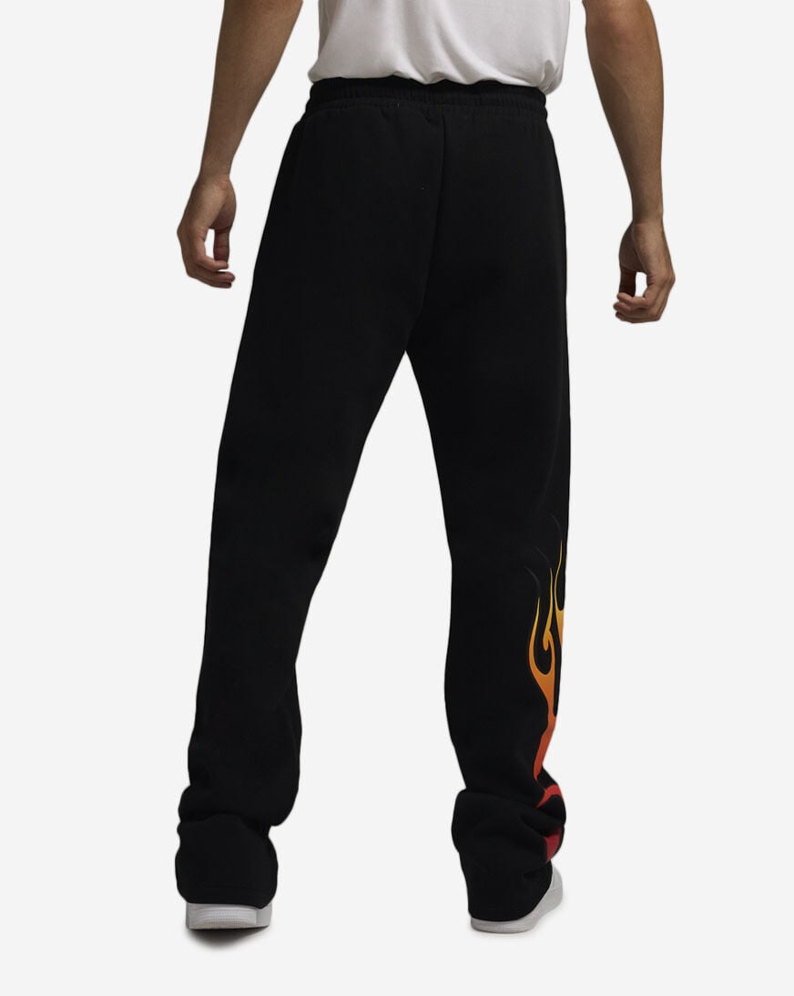 Shop Von Dutch Flames Foil Fleece Pants 4VND3A7054-BLK black
