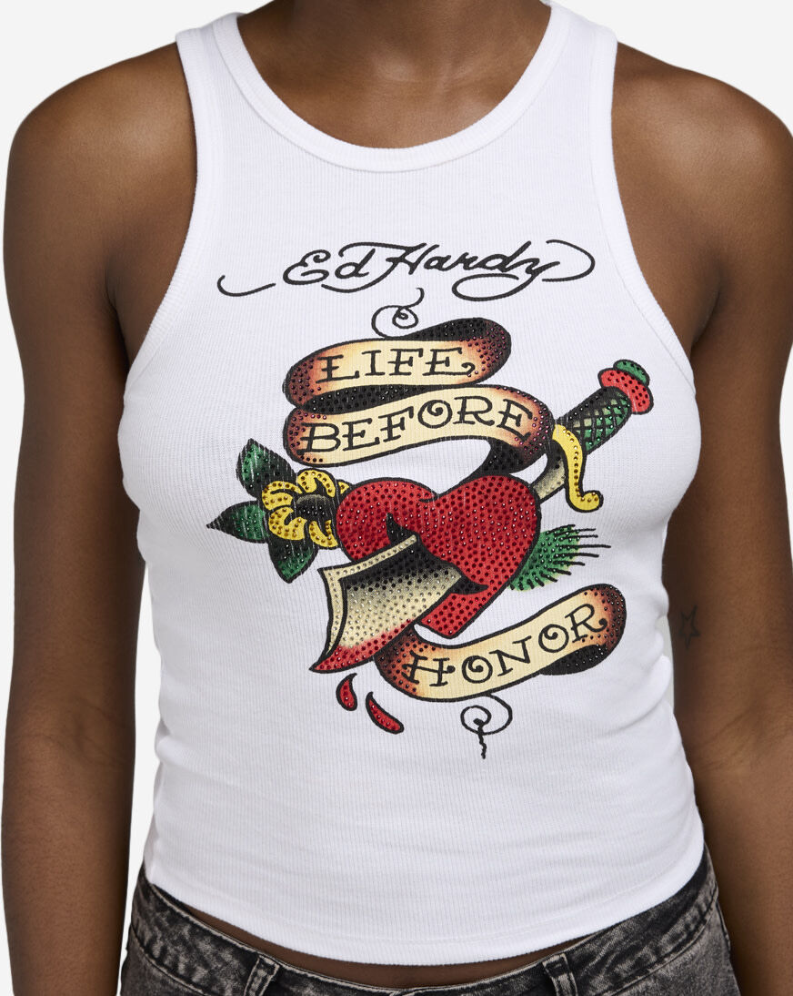 Shop Ed Hardy Heart Sword Tank Top EHW1207-5RS white | SNIPES USA