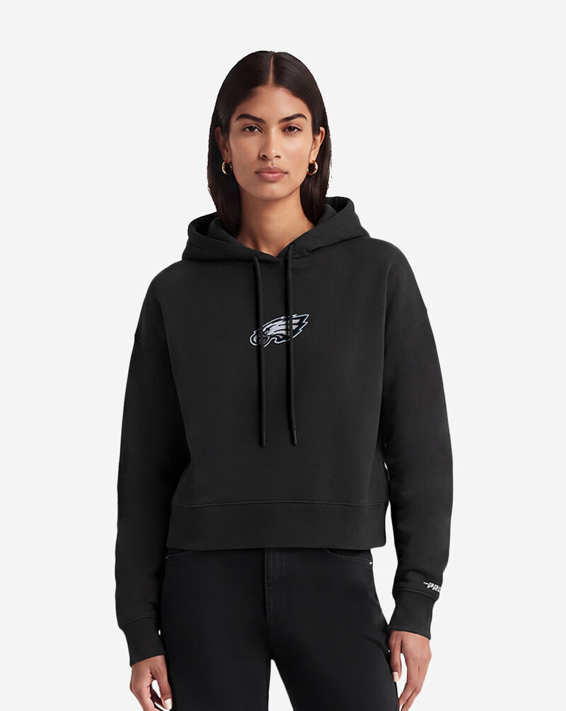 PRO STANDARD Philadelphia Eagles Wingspan Fleece Cropped Pull Over Hoodie FPEC410486-BLK Black 1