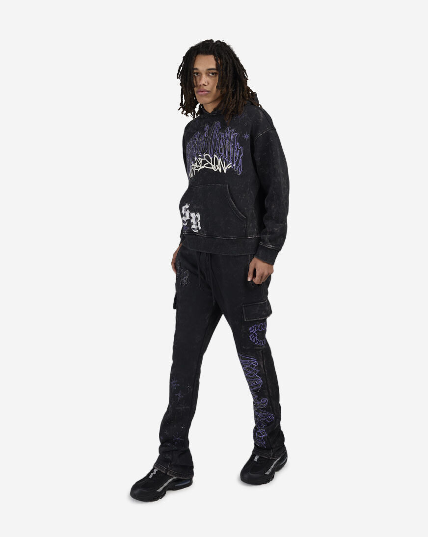 Shop Smoke Rise Rhinestone Dystopia Hoodie FO24655SN-VIO purple