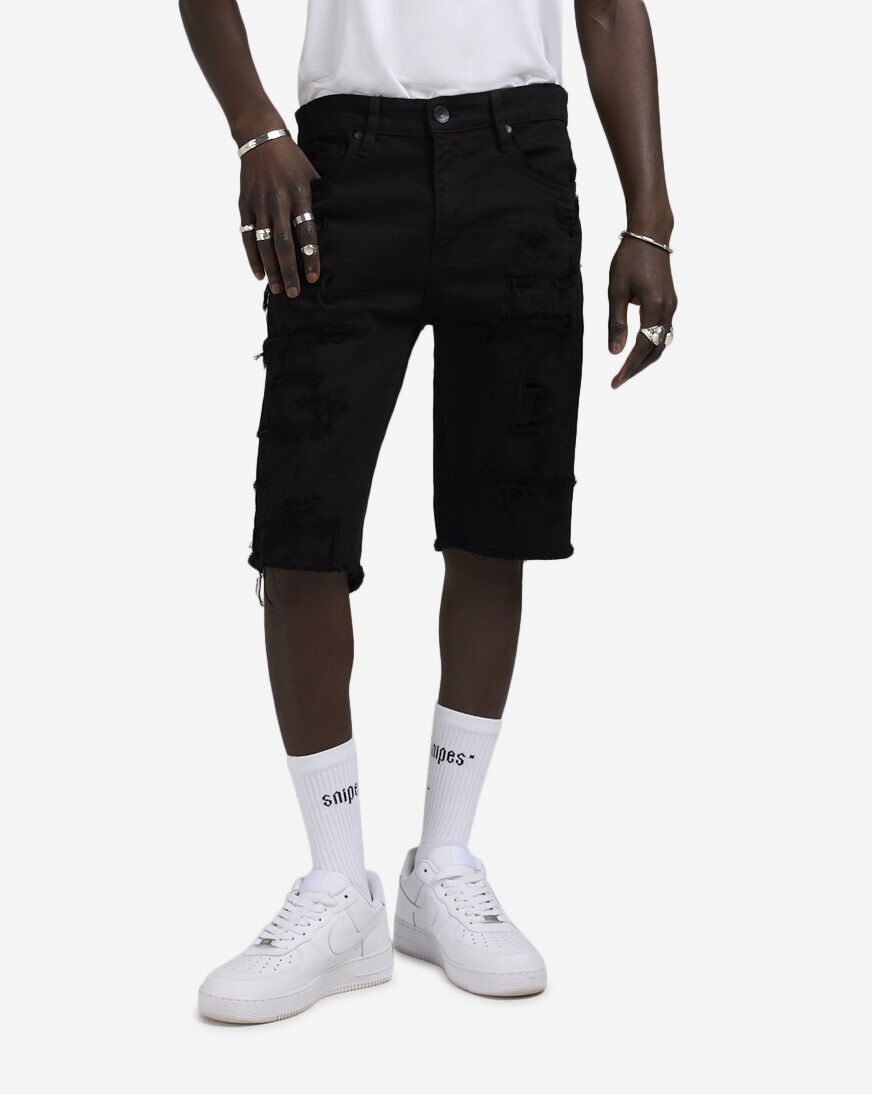 Shop Jordan Craig Rip and Repair Twill Shorts JS3219S-BLK black