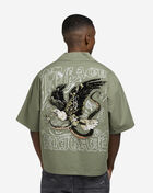Smoke Rise Oversized Cropped Eagle Print Woven Top WH25292SN-BER Green 2