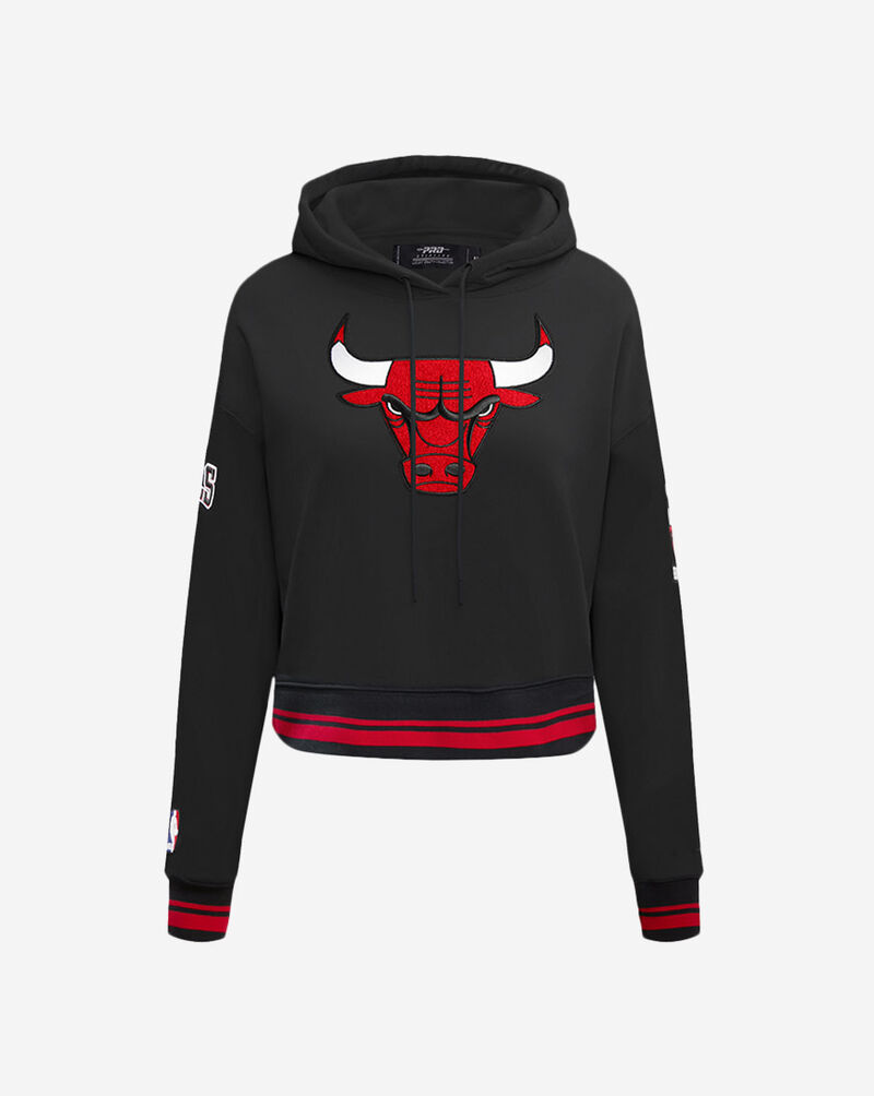 PRO STANDARD Chicago Bulls Retro Classic Rib Fleece Cropped Pullover Hoodie BCBC56221-BKR Black 1