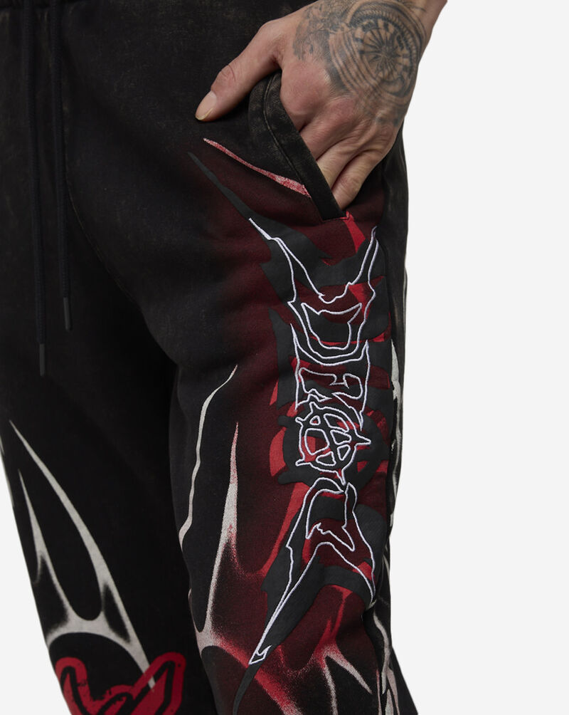 Smoke Rise Dystopian Tribal Print Stack Pant FP24657SNZ-BLK Black 3