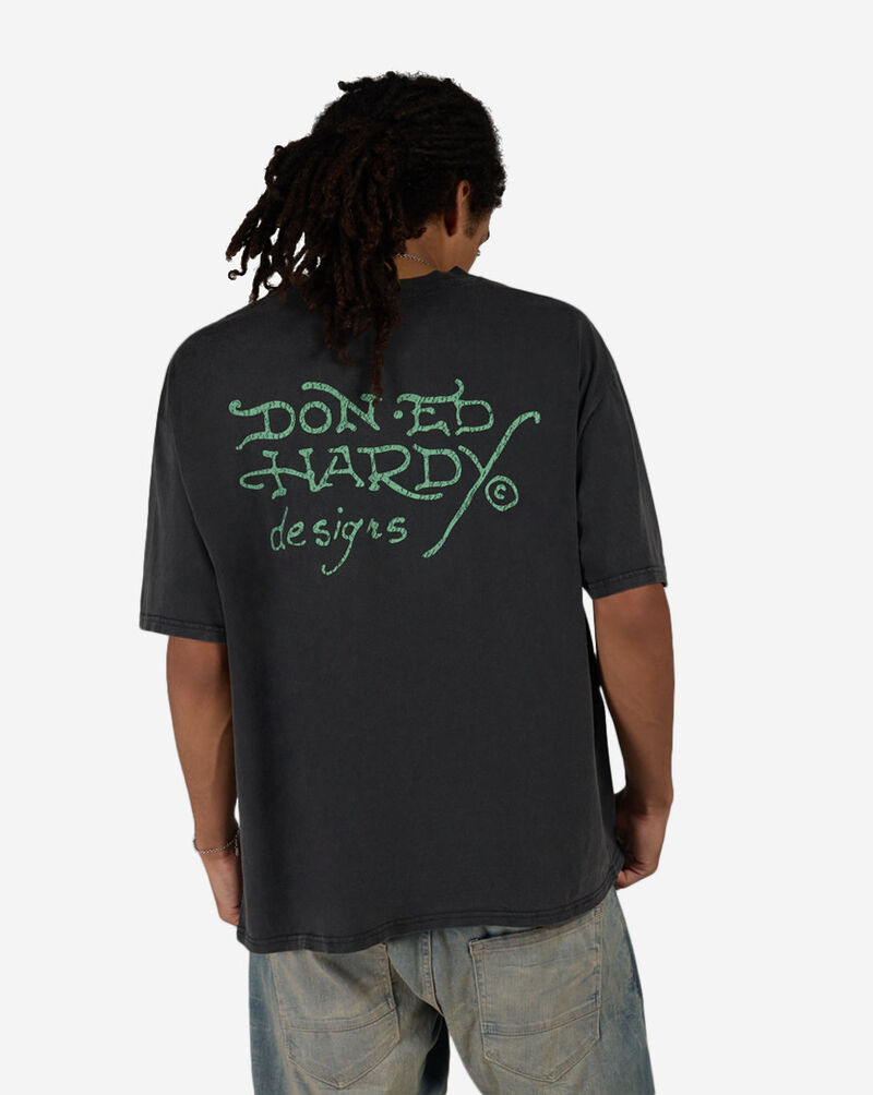 Ed Hardy Skull Snakes Boxy Tee EHM110161RS-BLK Black 2