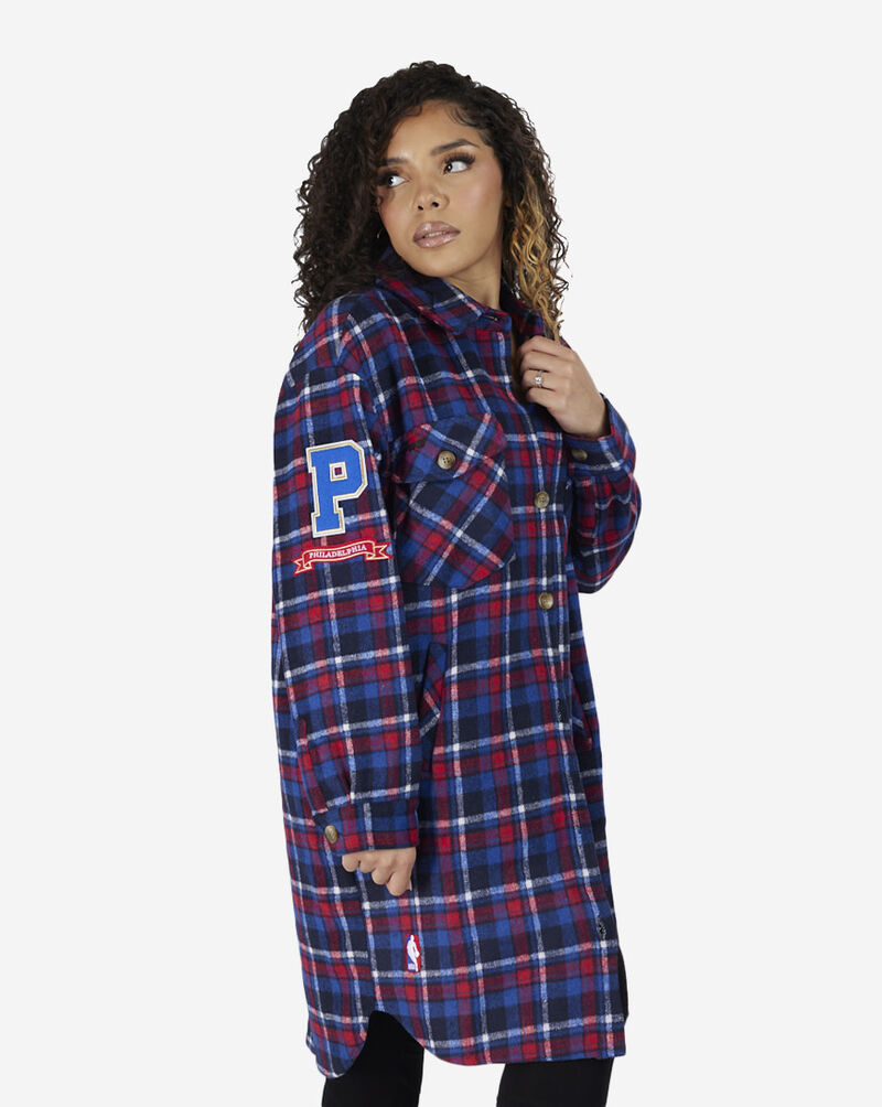 PRO STANDARD Philadelphia 76ers Plaid Shacket BP7U513533-RMR Blue 2