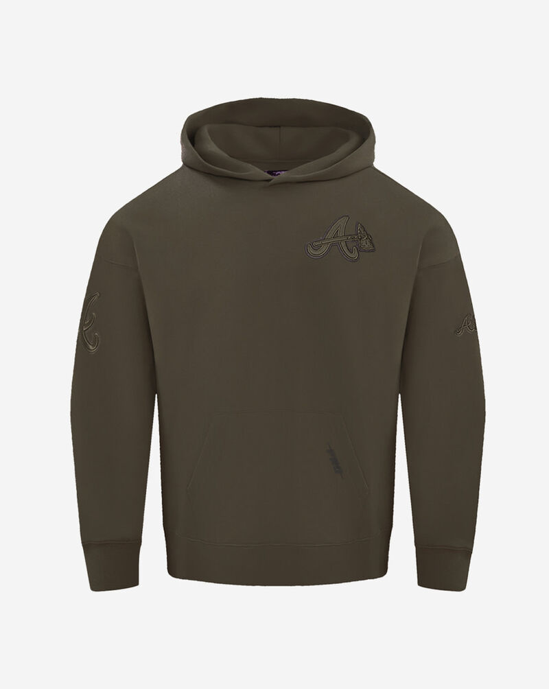 PRO STANDARD Atlanta Braves Neutral Drop Shoulder Fleece Pullover Hoodie LAB536998-DKT Brown 1