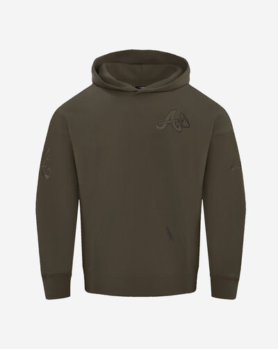 Atlanta Braves Neutral Drop Shoulder Fleece Pullover Hoodie