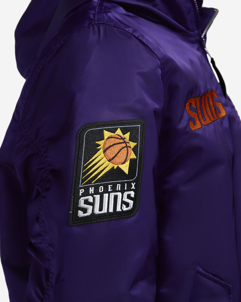 New Era Alpha Industries Historic L-2B Phoenix Suns Hooded Bomber Jacket 60564156 Purple 3